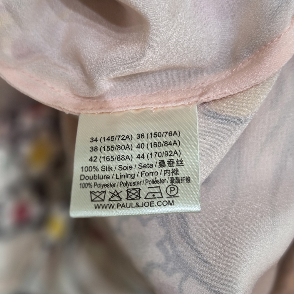 Paul & Joe Pink Butterfly A-Line Pink Peach Maxi Silk Skirt With Yellow Florals - Picture 6 of 12